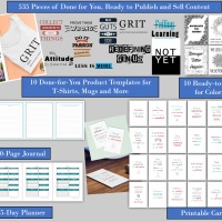 Growth Mindset Ekit: Niche Product Templates, Coloring Pages, Journal, Planner and Card Deck