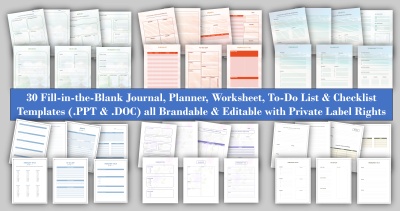 Fill-in-The-Blanks Templates for Journals, Planners, Worksheets, To-Do Lists and Checklists