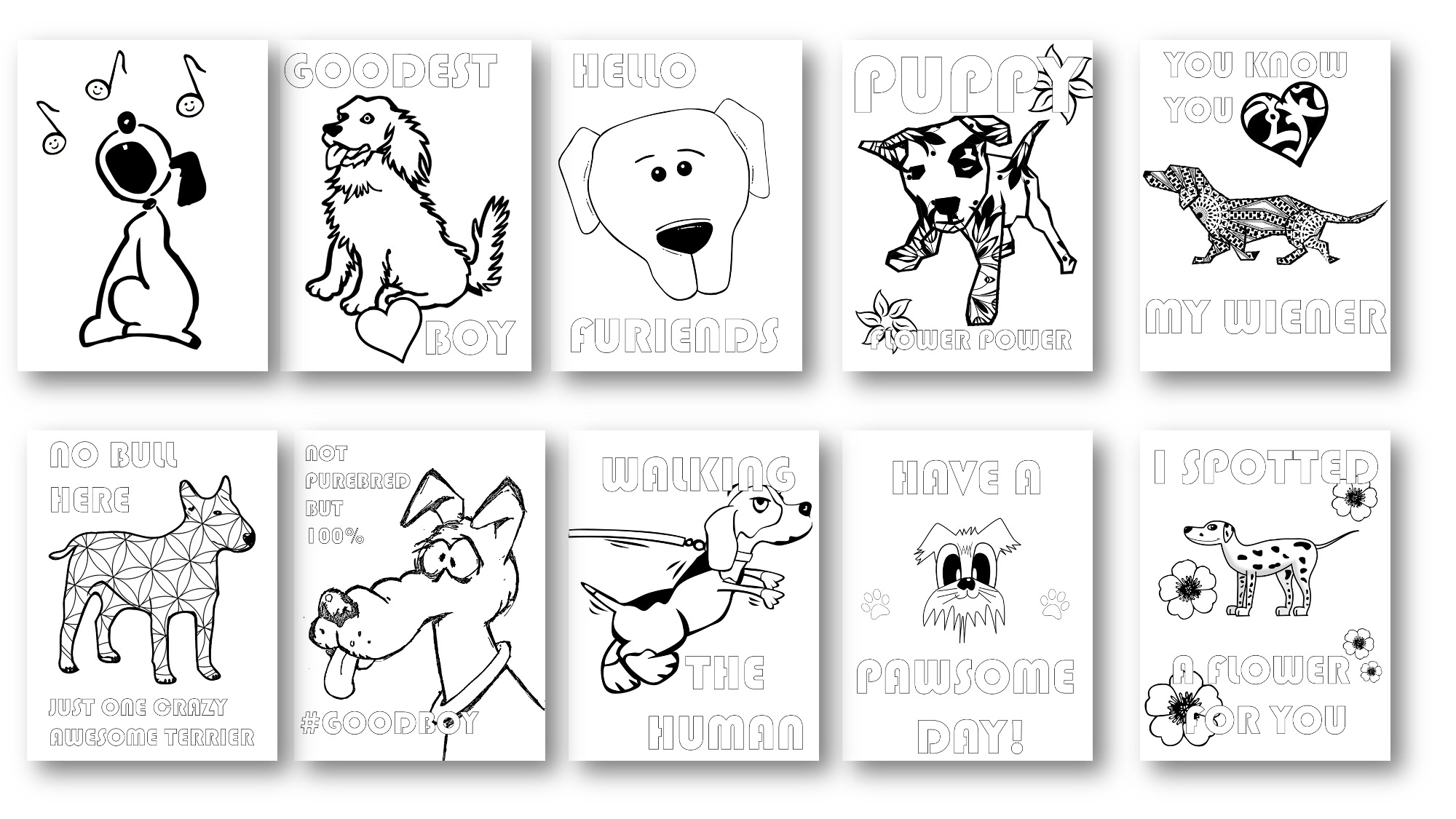 Dog Coloring Pages with Private Label Rights