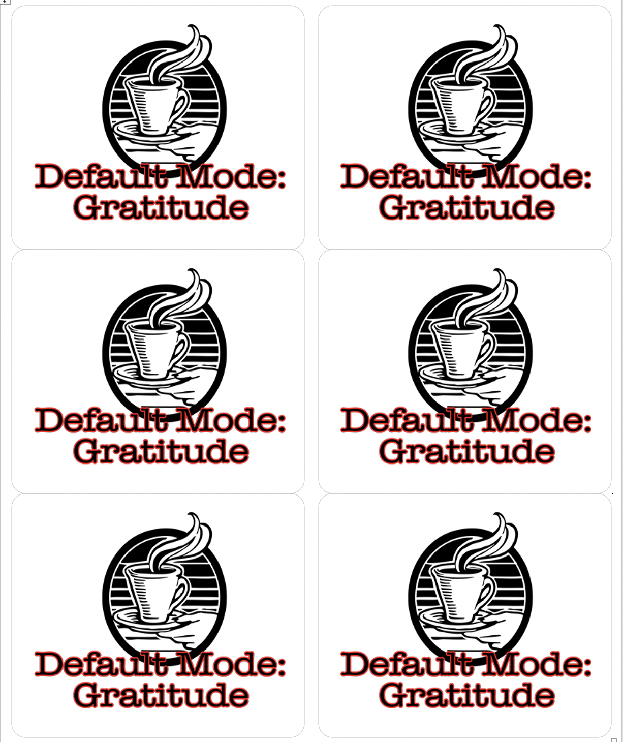 Default Mode: Gratitude Sticker Sheet