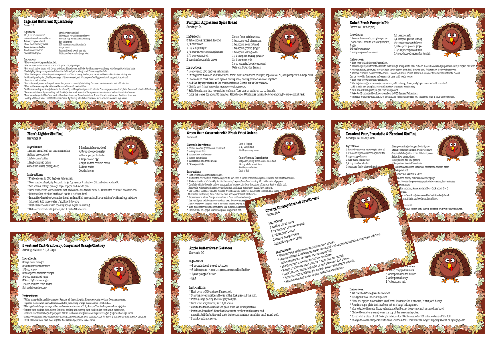 recipe-cards Printable Thanksgiving Recipe Cards
