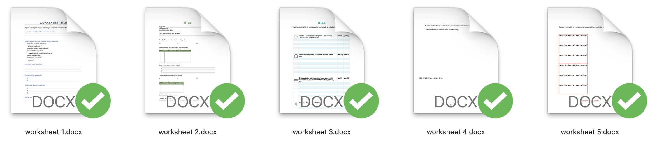 Worksheet Templates