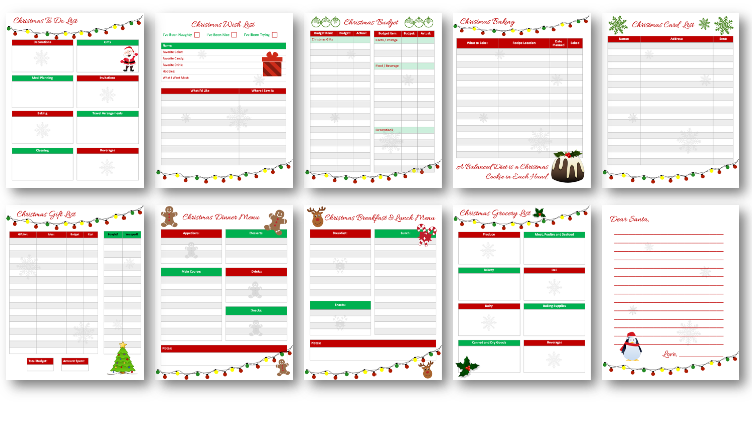 Christmas Organization Printables