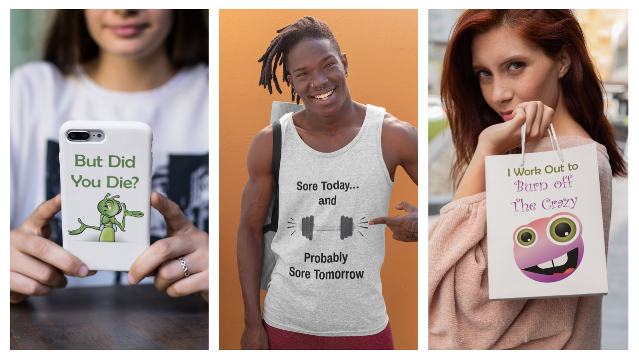 Upsell Phone Case, Tank Top and Gift Bag Mock Up