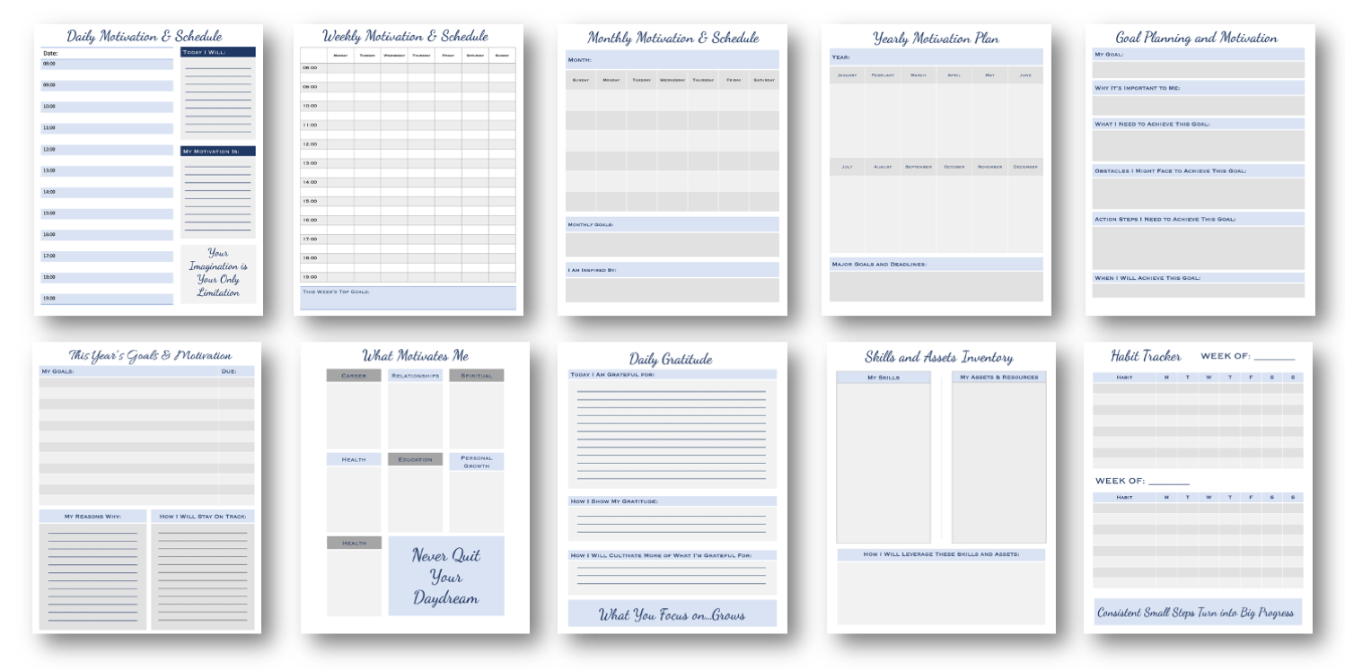 Motivation Printables and Planner Pages