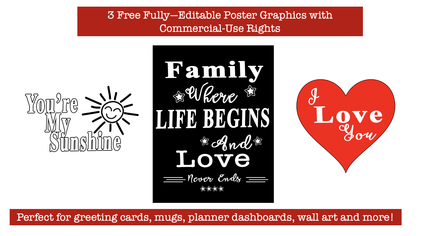 3 Free Love and Relationships Poster Graphics