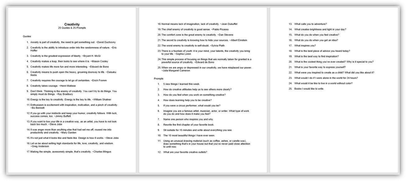 quotes and prompts creativity quotes and prompts