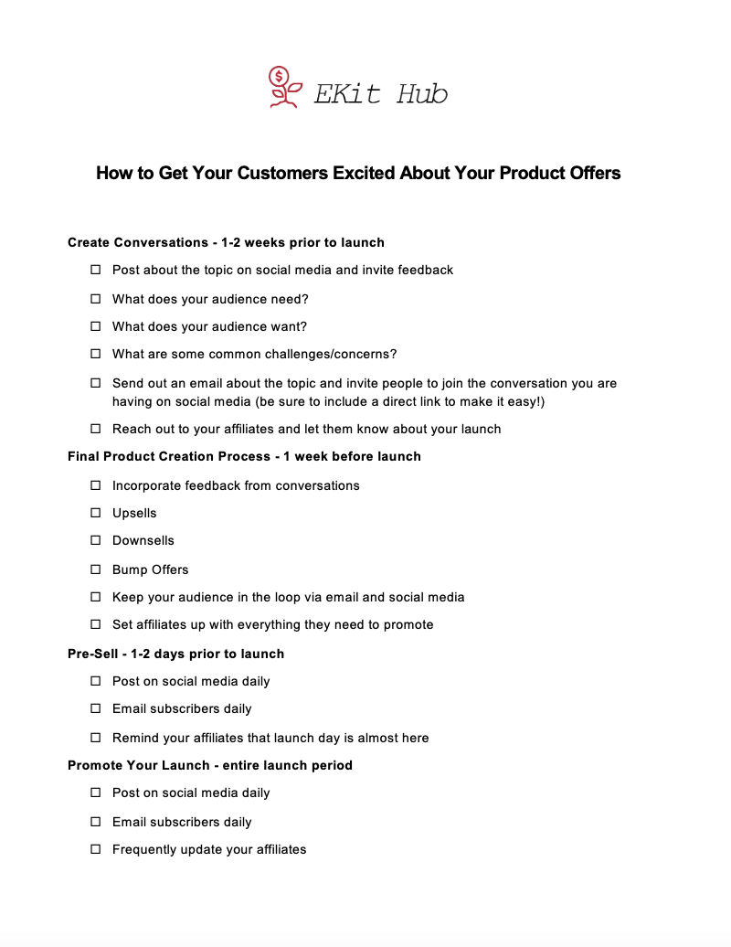 How to Get Your Customers Exciited about Your Product Offers Checklist