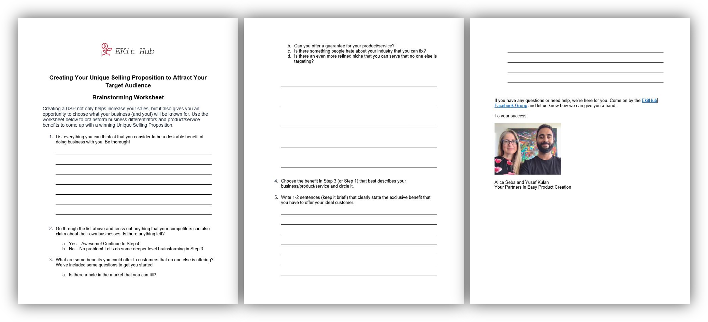 creating your unique selling proposition worksheet
