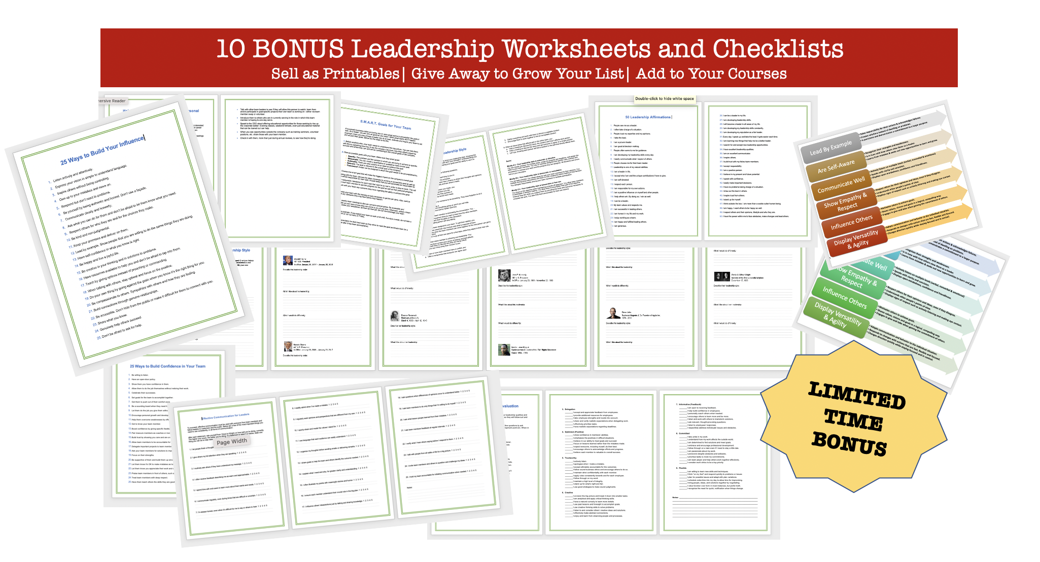 10 Bonus Leadership PLR Worksheets and Checklists