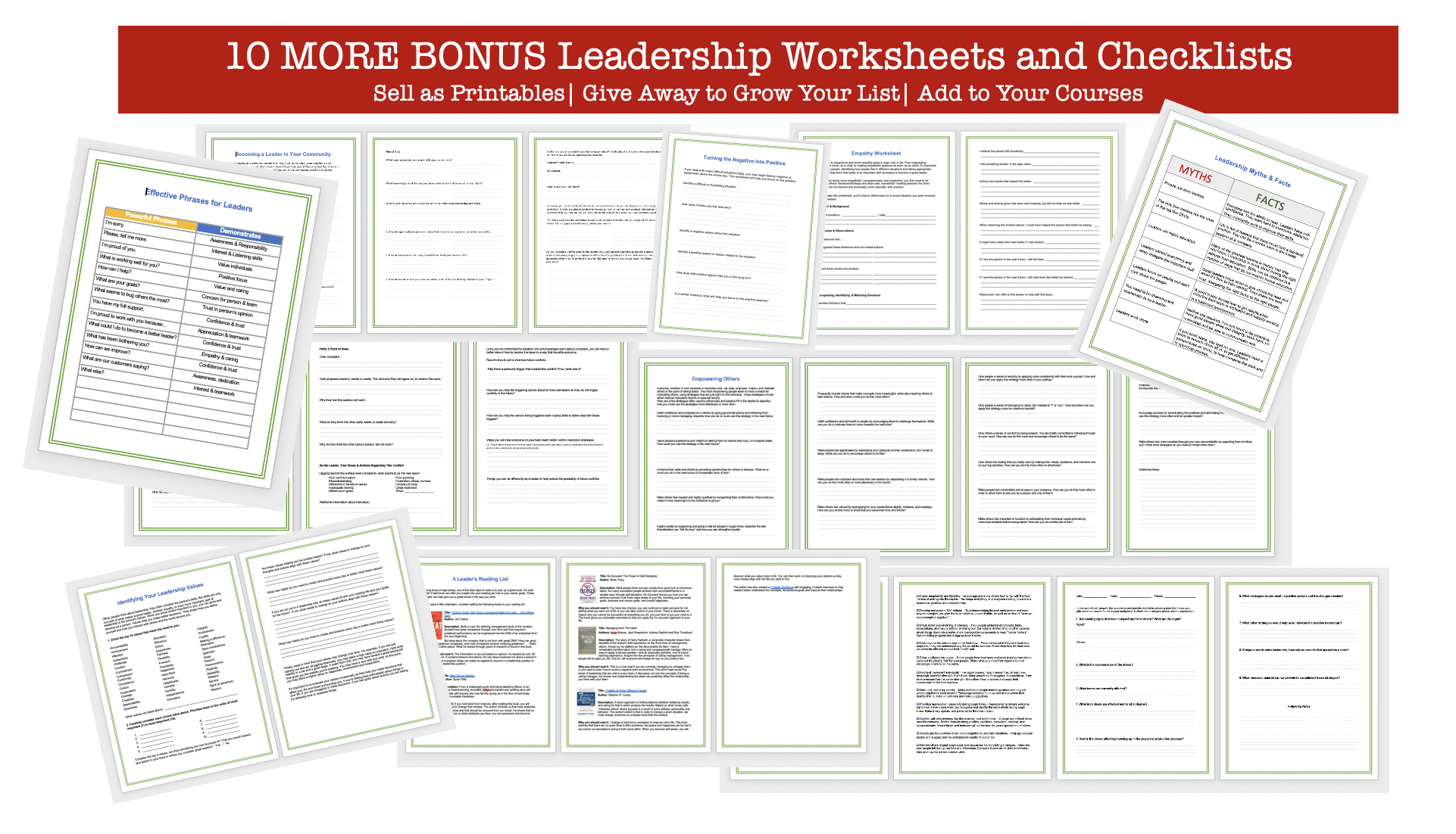 More Bonus Worksheets and Checklists