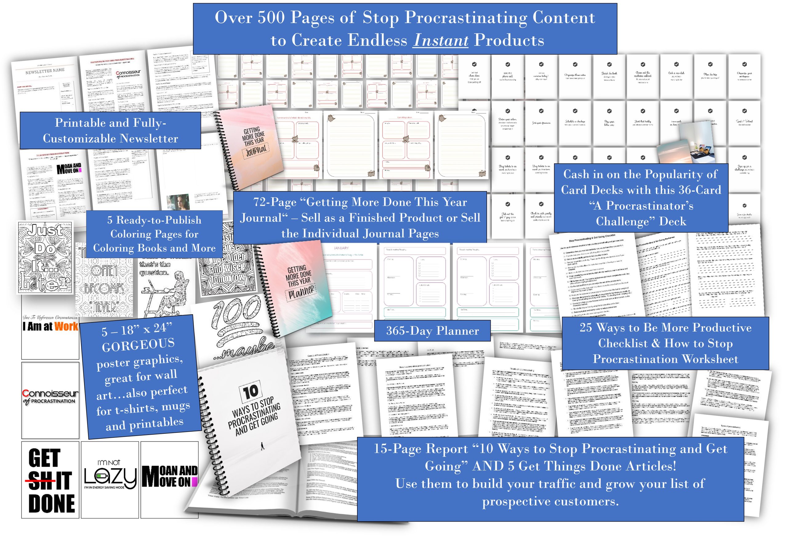 Stop The Procrastination And Get Things Done This Year Printables And Print  On Demand Products With Commercial-Use Rights (PLR Main)