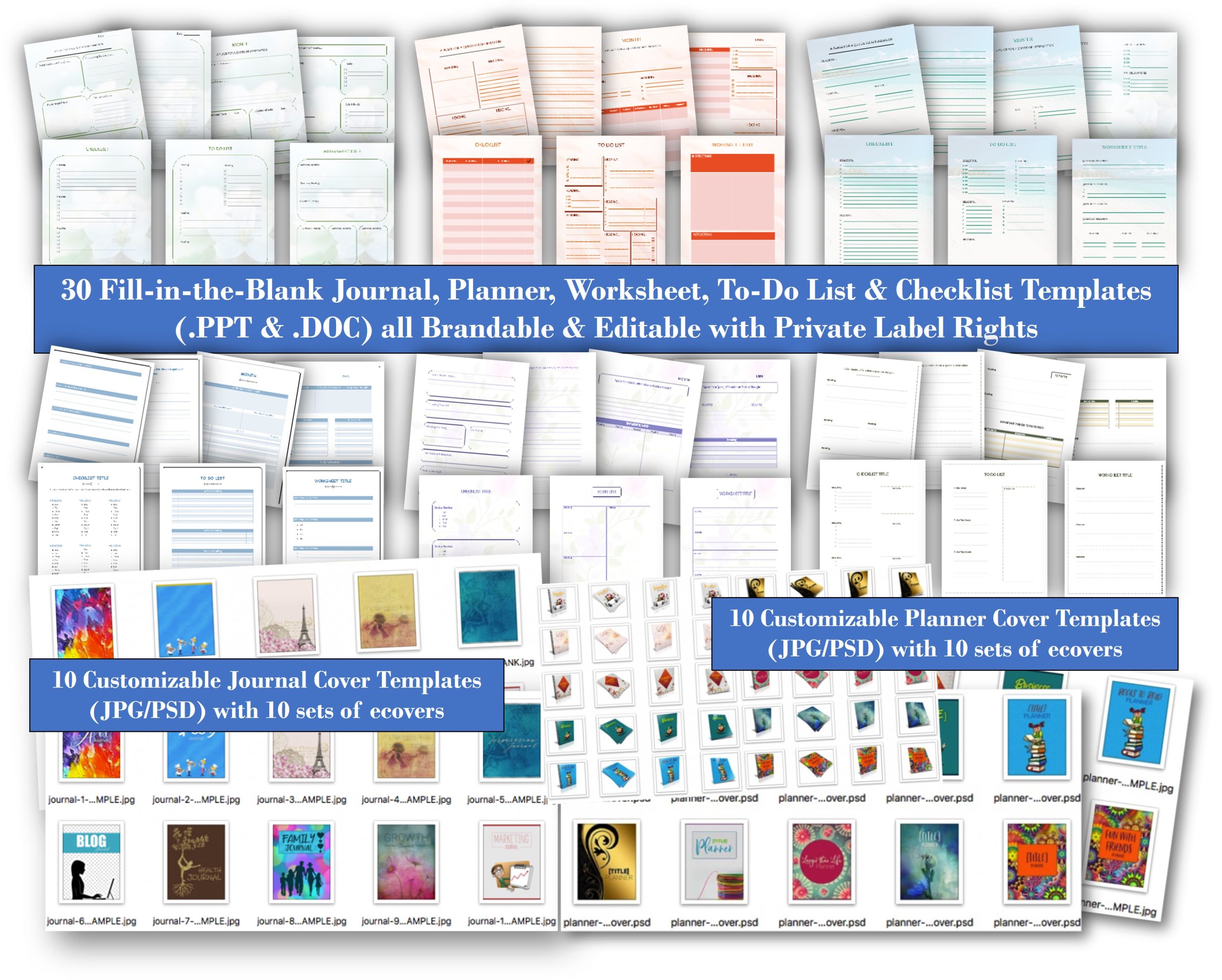 Fill in The Blanks Templates For Journals Planners Worksheets To Do 