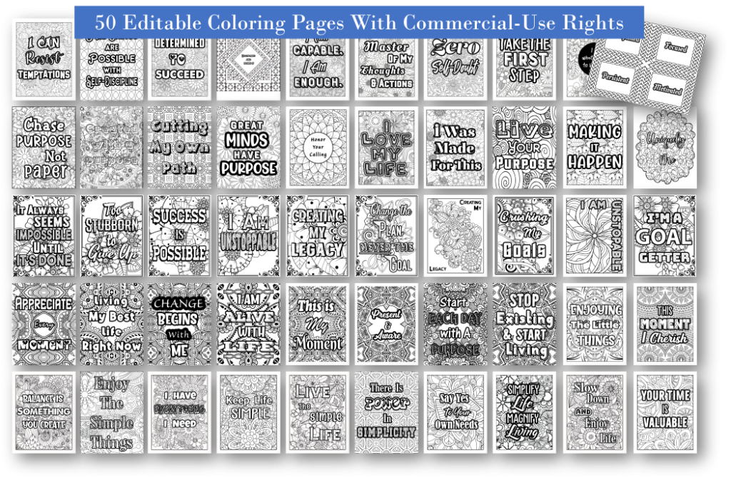 Personal Development Coloring Pages PLR Pack