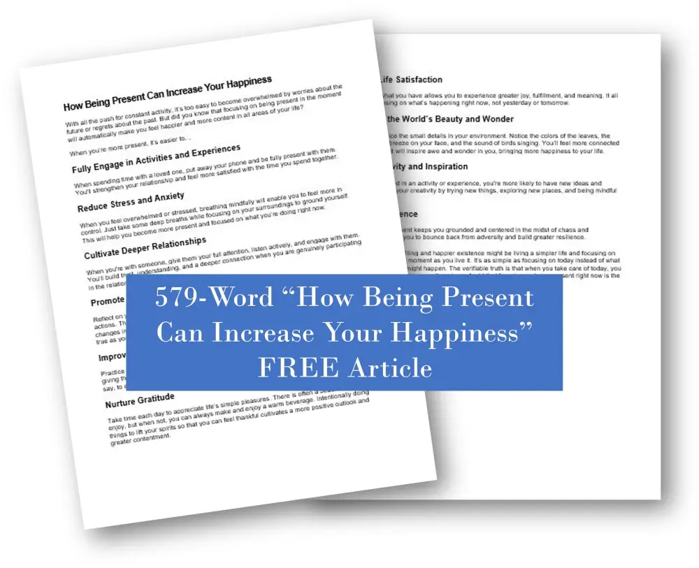 free plr the power of now article 579 word increase happiness 679 Entrepreneur's Kit Hub