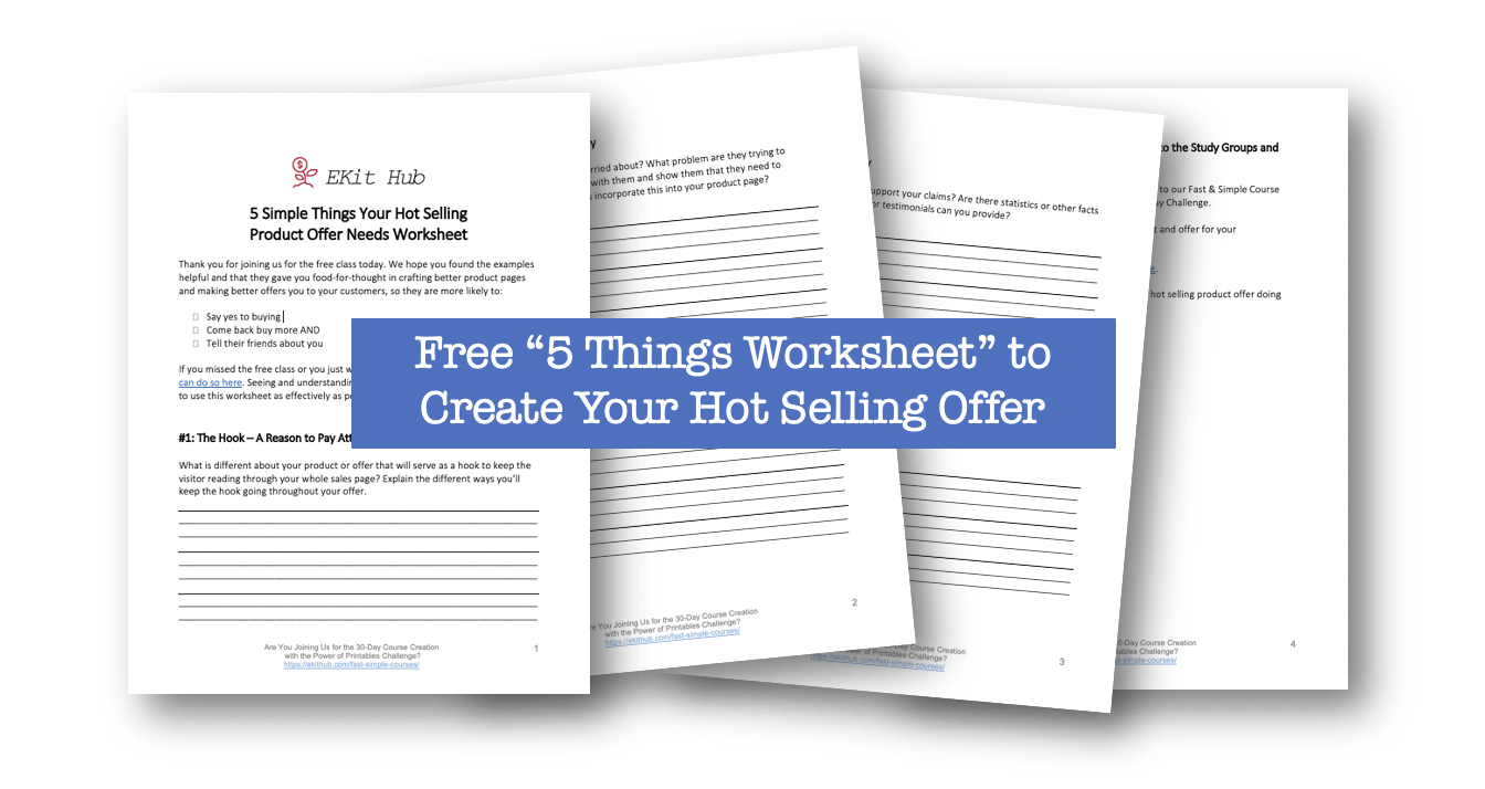 Free Worksheet to Put Your Hot Offer Together