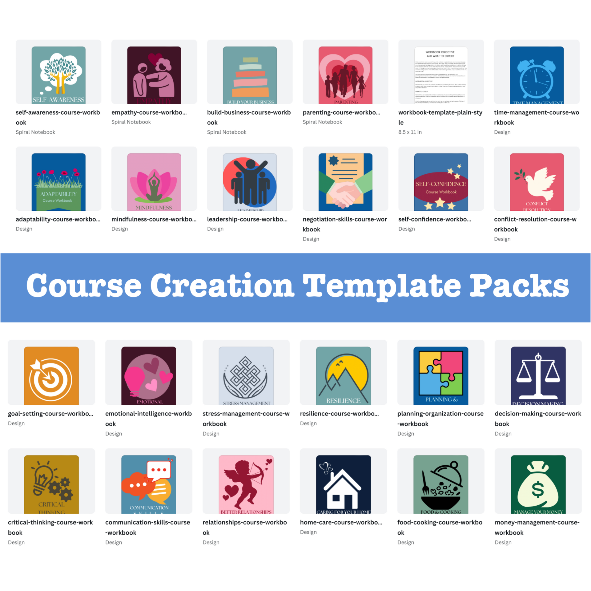 Course Creation Template Packs
