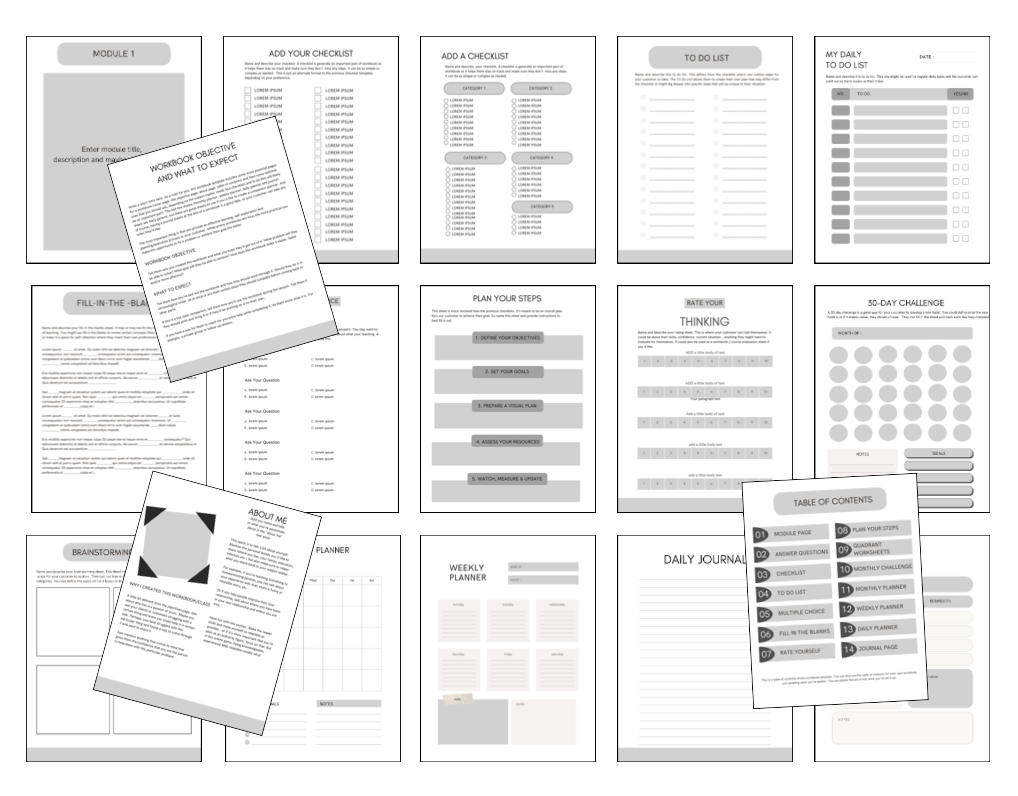 Workbook Template Pages