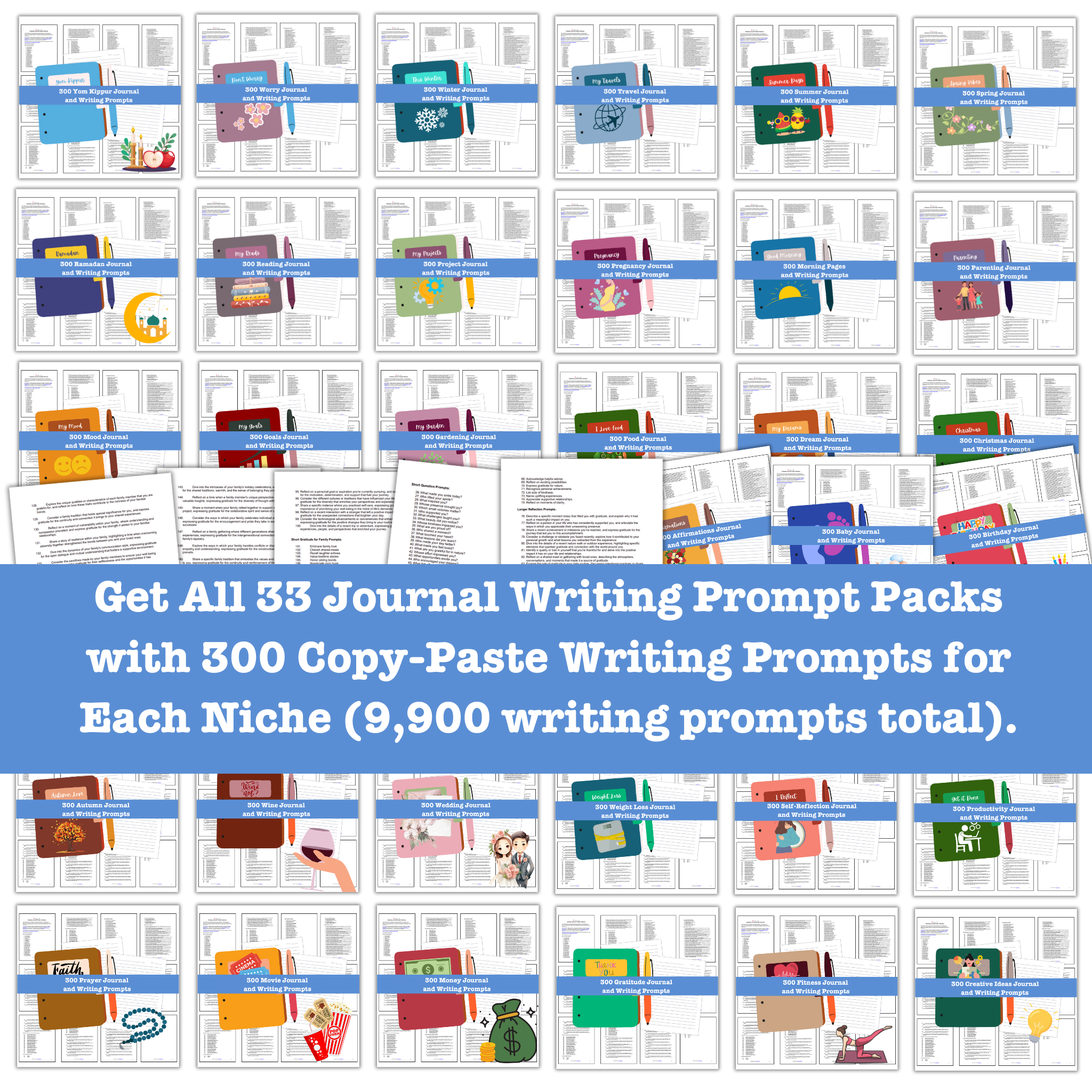 33 Journal Writing Prompt Packs PLR