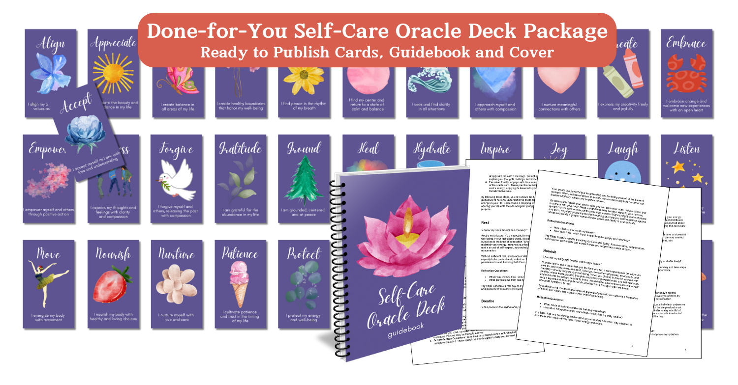 Completely Done-for-You Self-Care Oracle Card Package with Guidebook