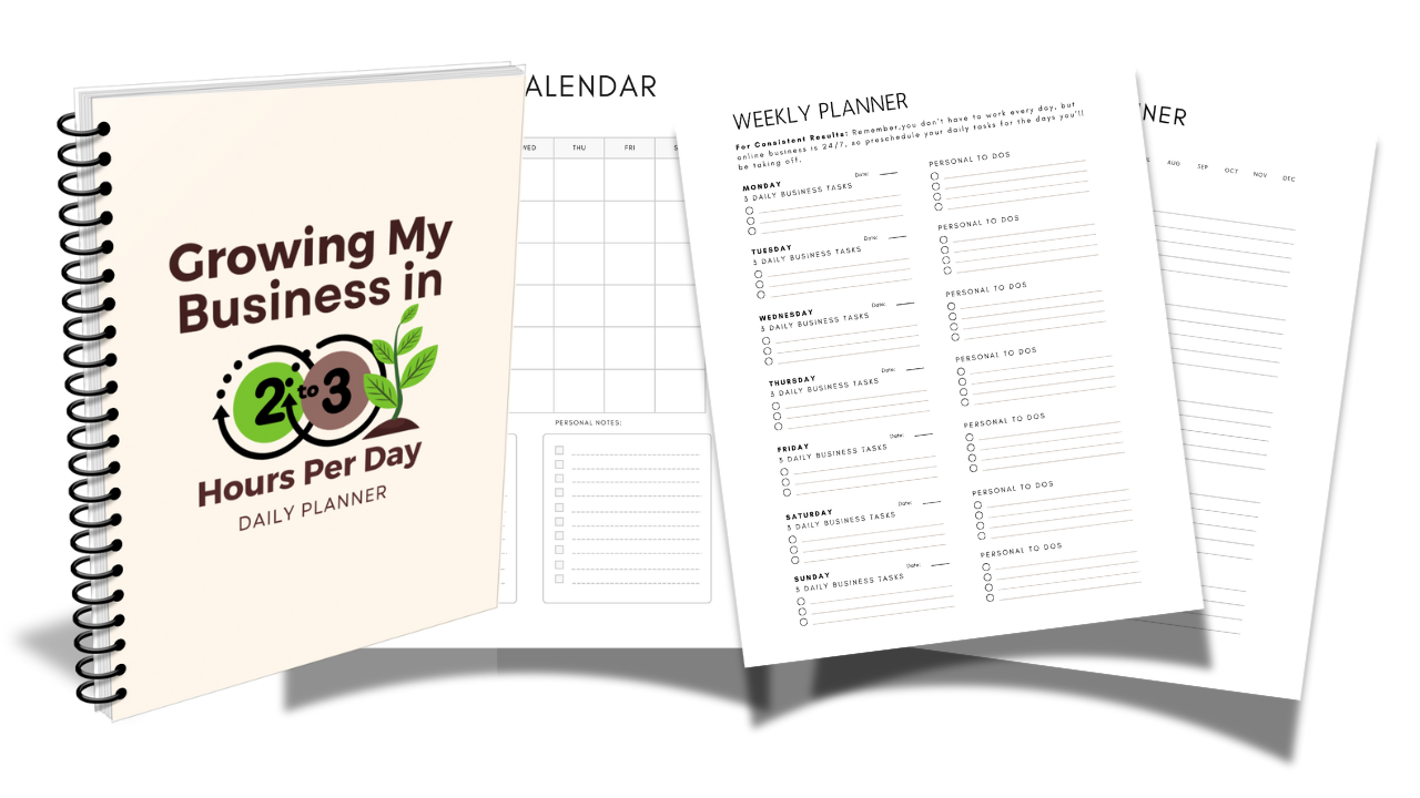 Grow My Business in 2-3 Hours Per Day Planner