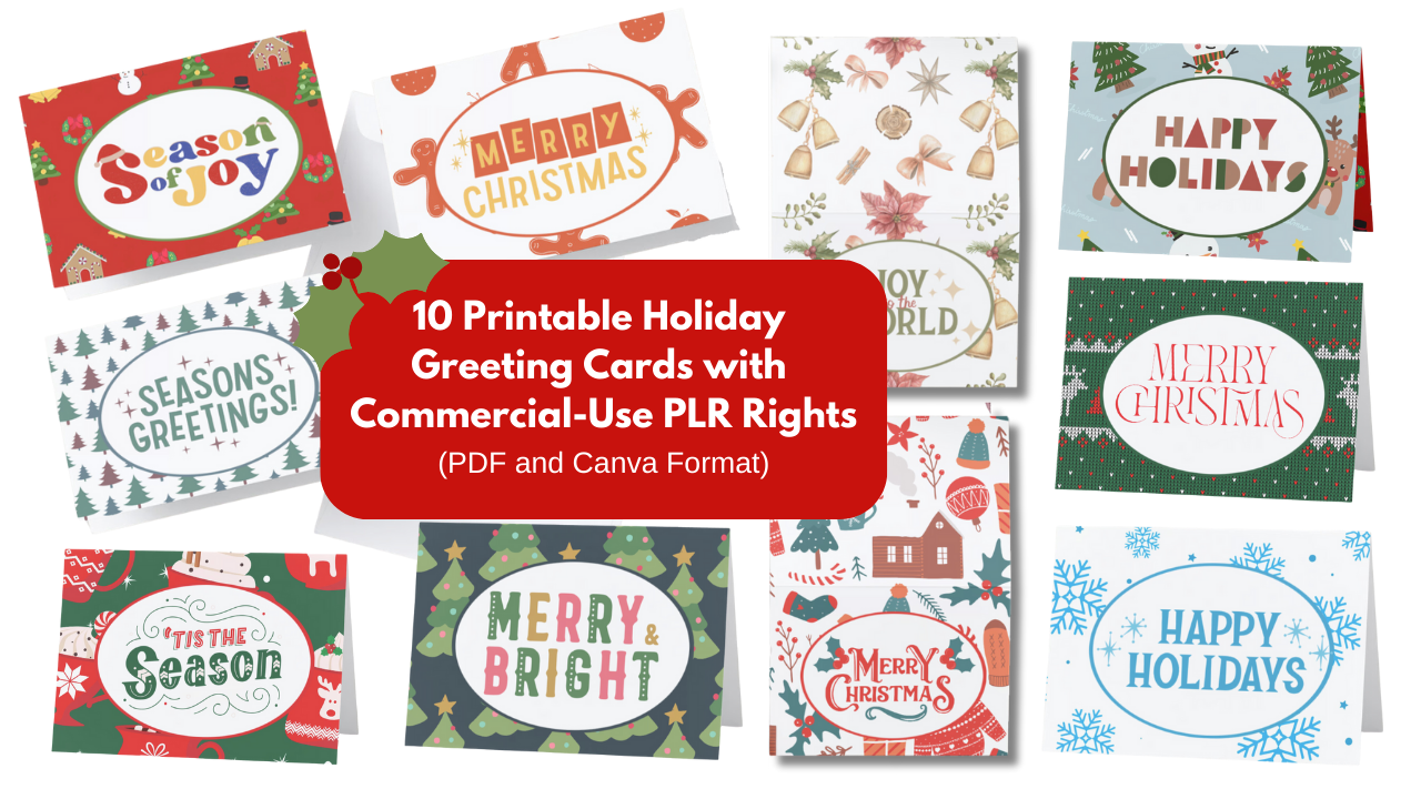 10 Free Printable Christmas Cards with Commercial-Use Rights - PDF and Canva