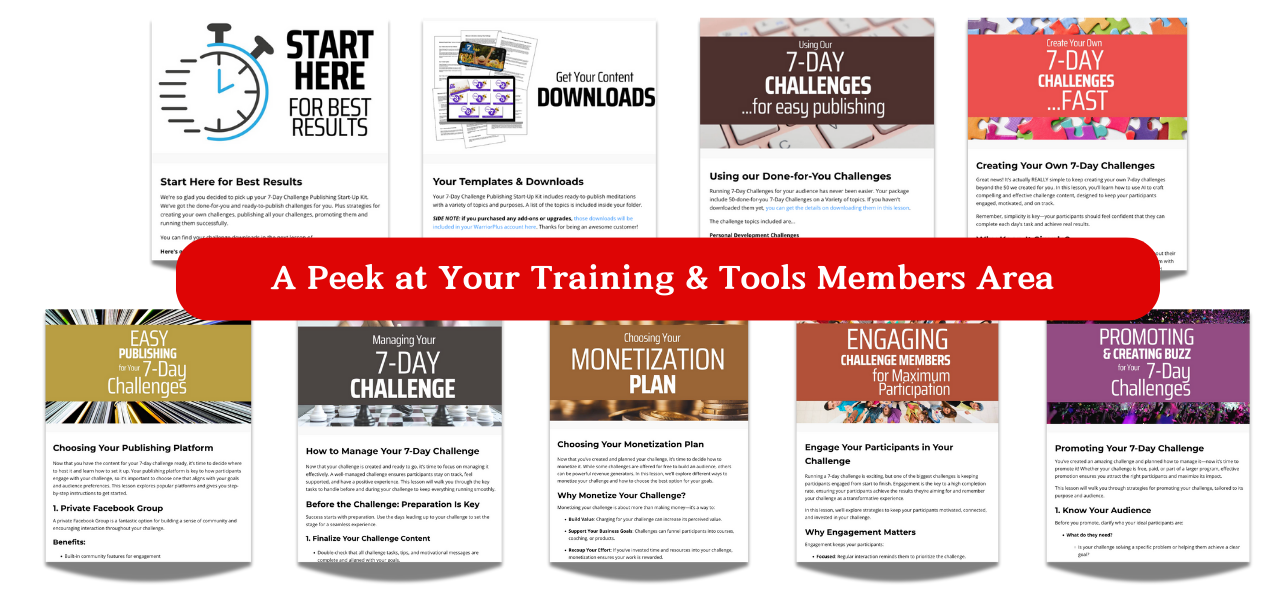 Peek at the 7-Day Challenge Members Area